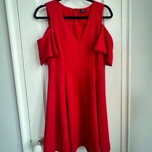 Club Monaco Red Peek Shoulder Dress